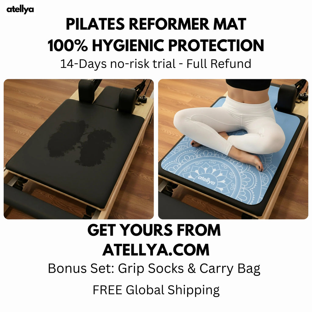 Atellya Melbourne Blue Pilates Reformer Mat Set – Non-Slip Pilates Mat + Grip Socks with Carry Bag Atellya