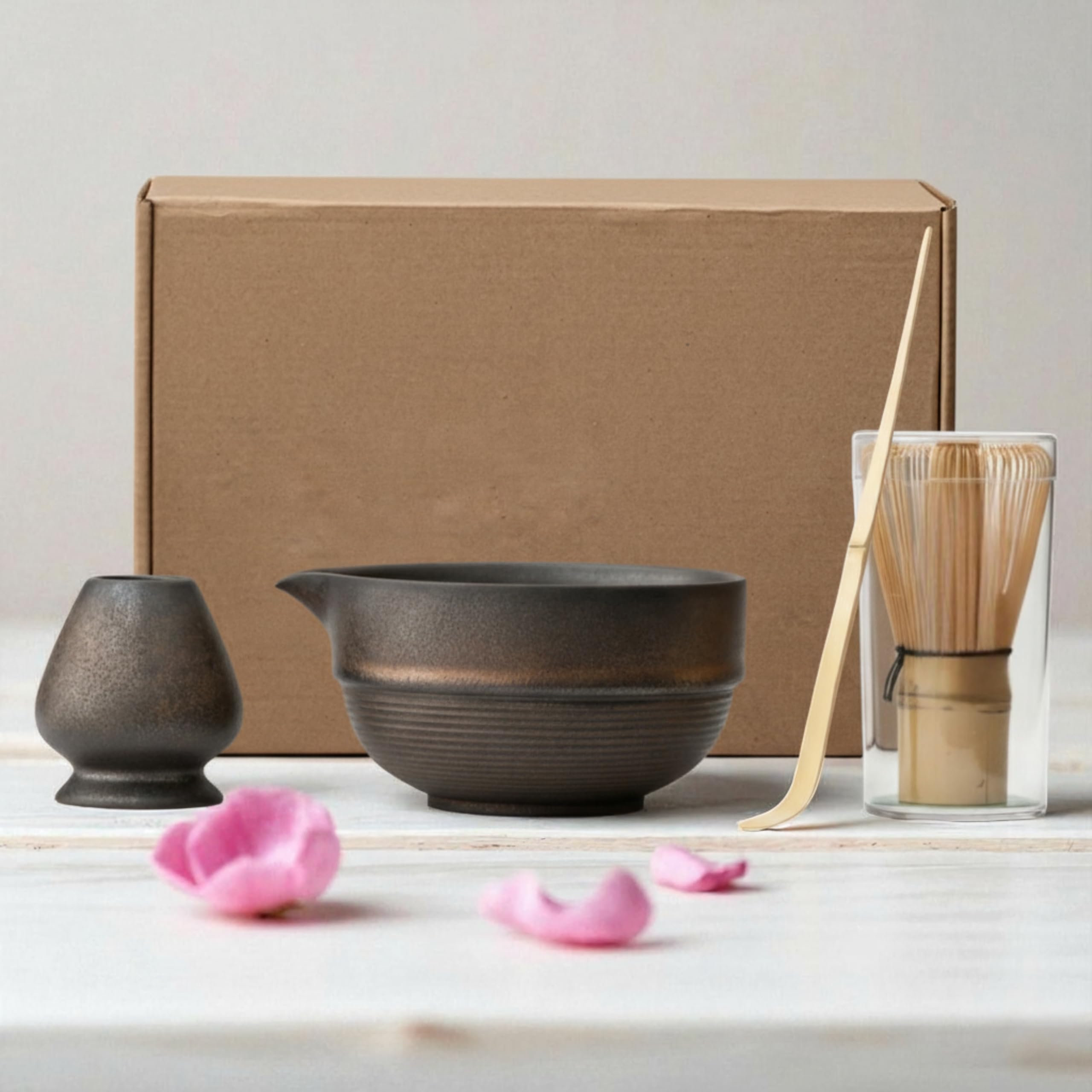 Atellya Matcha Whisk Set, Matcha Set, Scoop, Matcha Whisk Stand ,Matcha Bowl, Matcha Kit for Ceremony, Set for Matcha Latte  - Adelaide Green 280ml