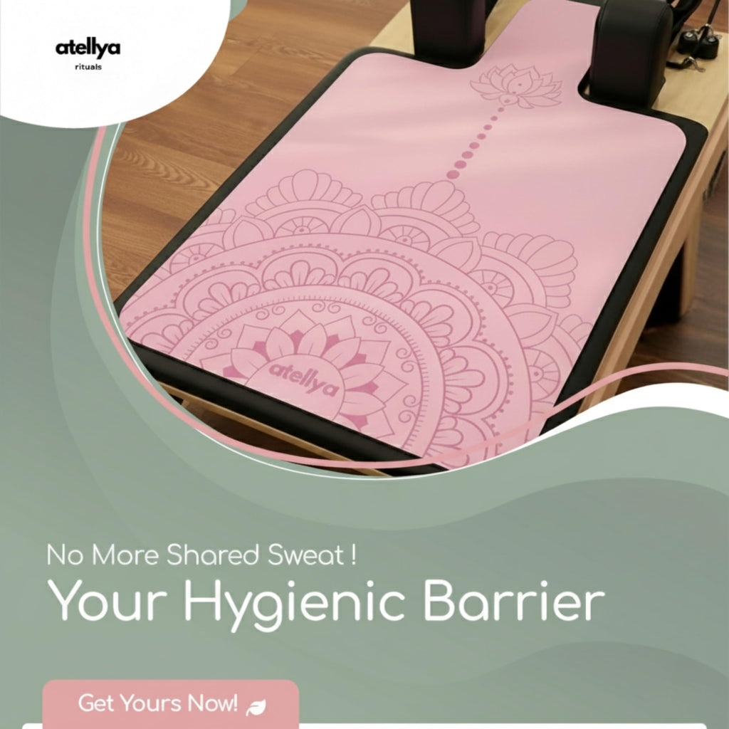 Atellya Pilates Reformer Mat,  Yoga Mat Set with Grip Socks & Mesh Bag – Lightweight Non Slip Design - Sydney Pink