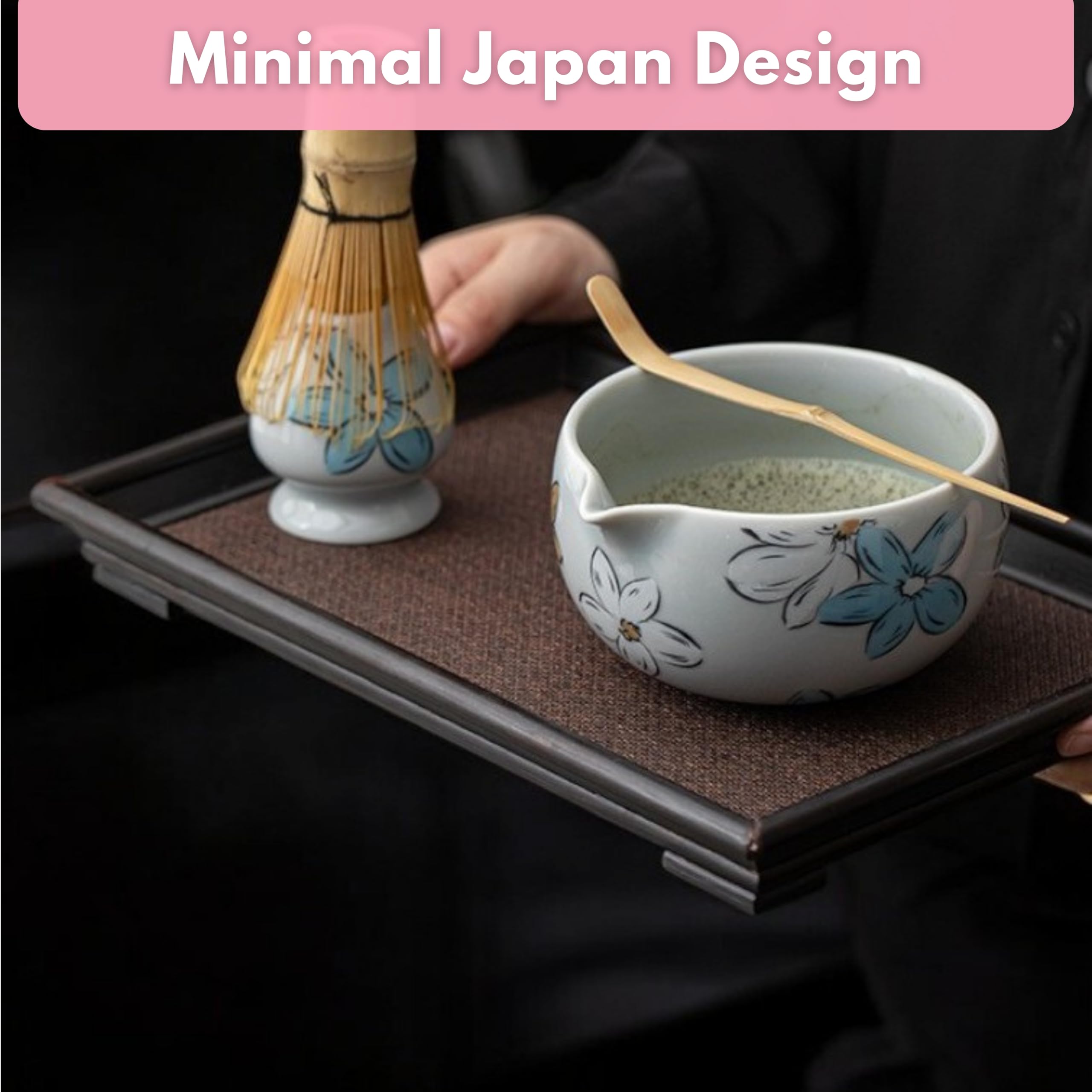 Atellya Matcha Whisk Set, Matcha Set, Scoop, Matcha Whisk Stand ,Matcha Bowl, Matcha Kit for Ceremony, Set for Matcha Latte  - Adelaide Green 280ml