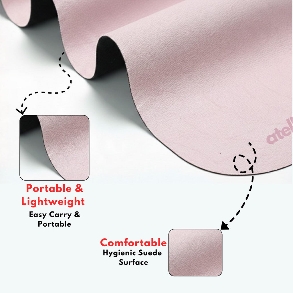 Atellya Pilates Reformer Mat,  Yoga Mat Set with Grip Socks & Mesh Bag – Lightweight Non Slip Design - Sydney Pink