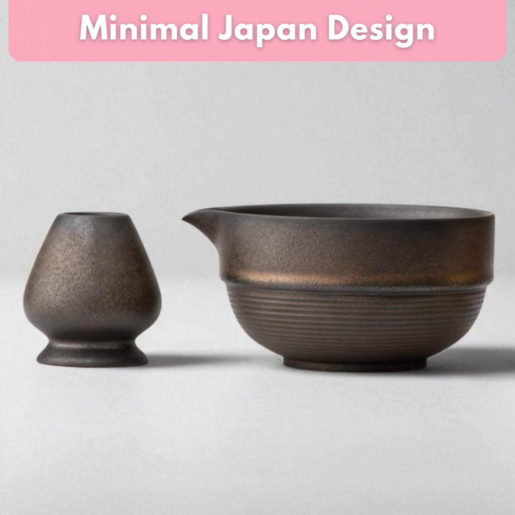 Atellya Matcha Whisk Set, Matcha Set, Scoop, Matcha Whisk Stand ,Matcha Bowl, Matcha Kit for Ceremony, Set for Matcha Latte  - Adelaide Green 280ml