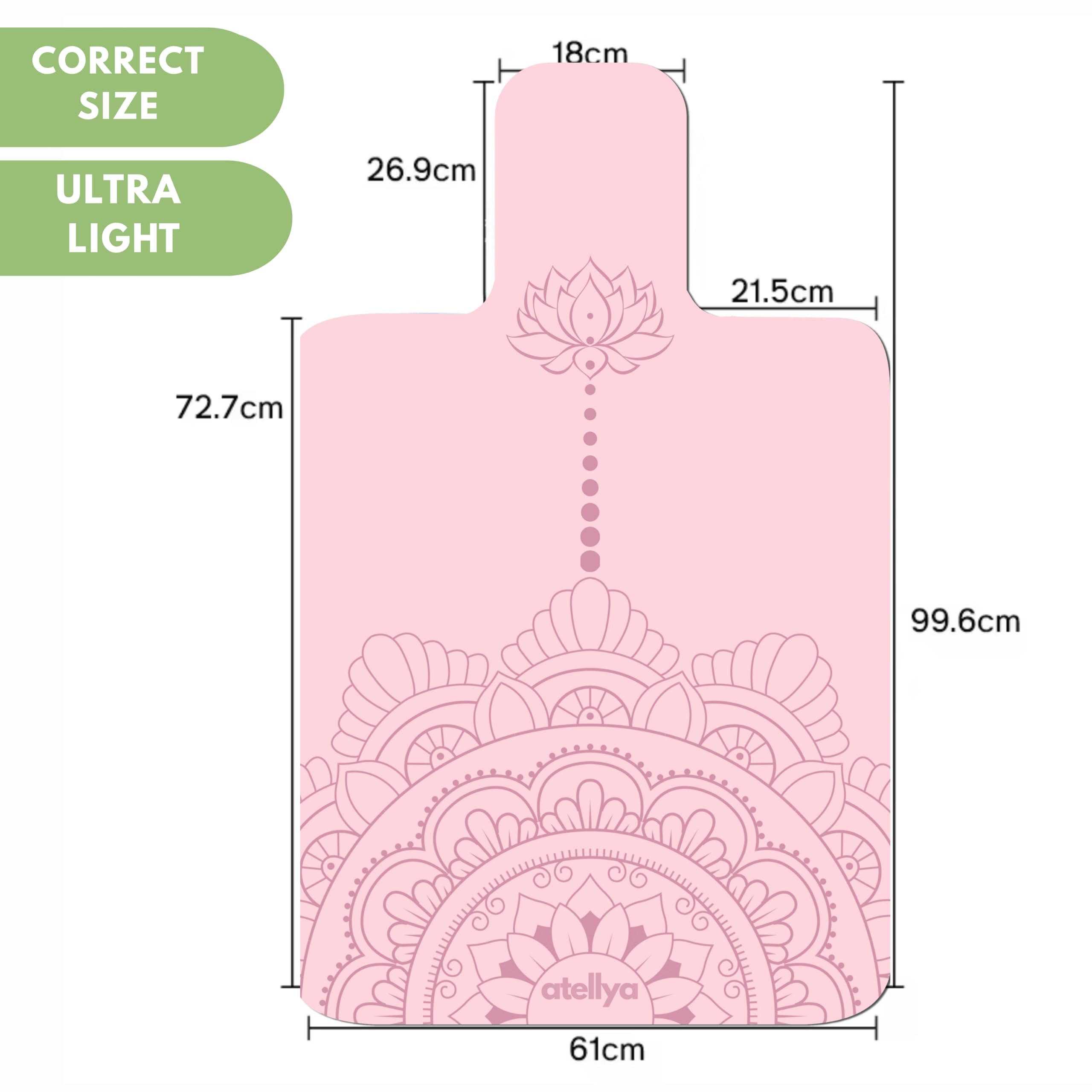 Atellya Pilates Reformer Mat,  Yoga Mat Set with Grip Socks & Mesh Bag – Lightweight Non Slip Design - Sydney Pink