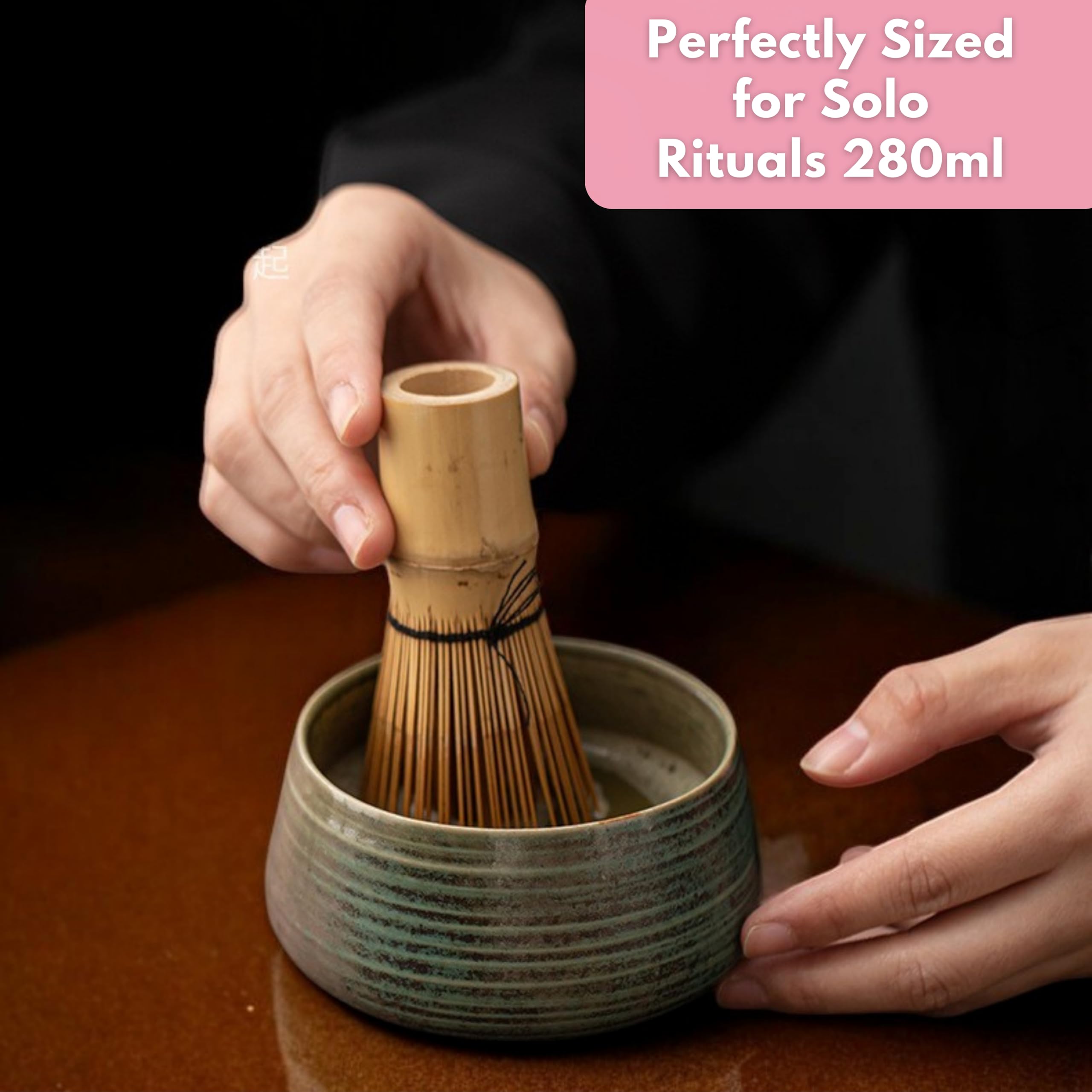 Atellya Matcha Whisk Set, Matcha Set, Scoop, Matcha Whisk Stand ,Matcha Bowl, Matcha Kit for Ceremony, Set for Matcha Latte  - Adelaide Green 280ml