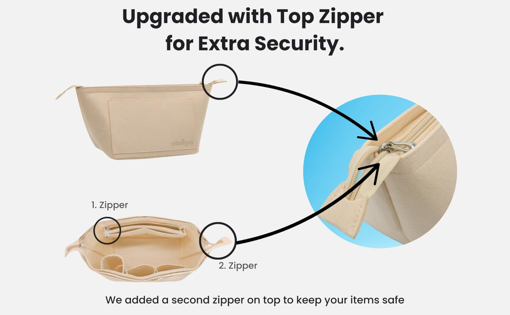 Atellya Purse Organizer Insert for Longchamp Le Pliage L with Satin Dust Cover Bag Handbag Insert Felt Long Champ Tote Bag Organizer Full Zip Sydney Blue