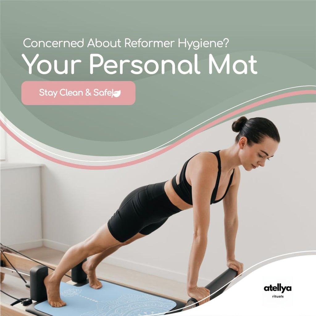 Atellya Pilates Reformer Mat,  Yoga Mat Set with Grip Socks & Mesh Bag – Lightweight Non Slip Design - Sydney Pink