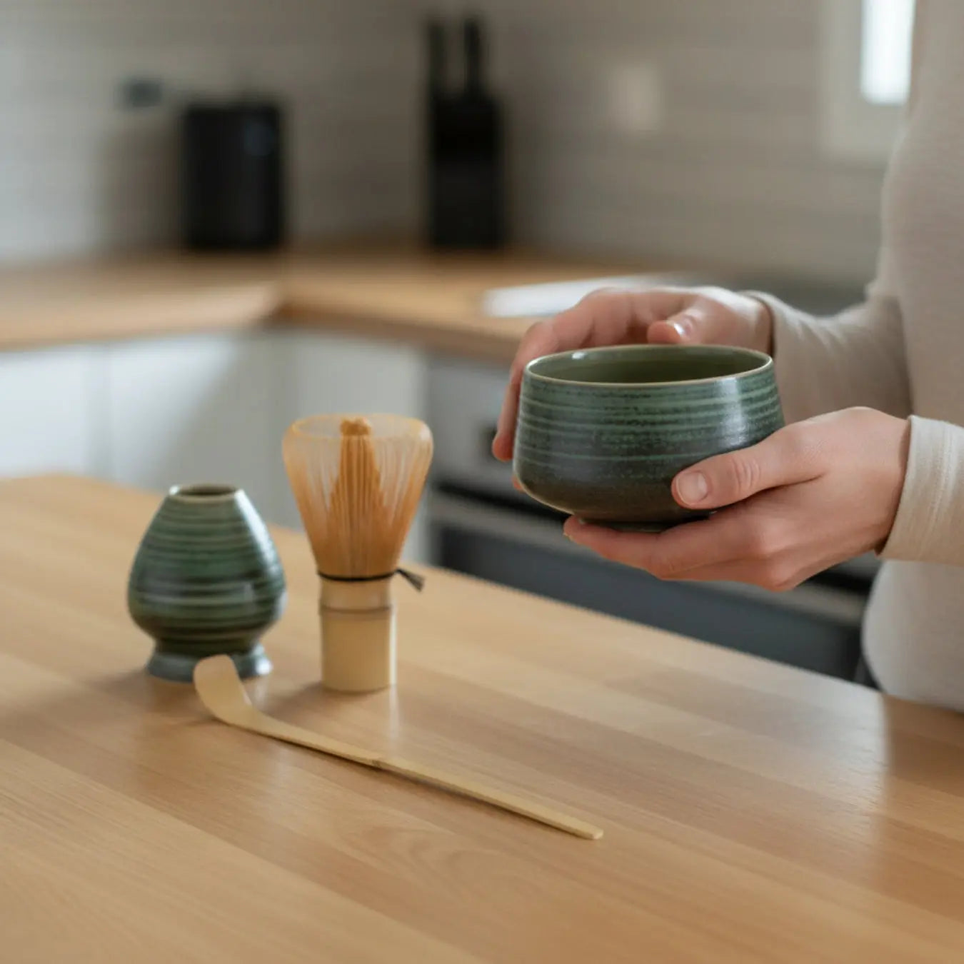 Atellya Adelaide Green Matcha Ceremony Kit – Bowl, Whisk, Scoop & Stand Set 280ml Atellya