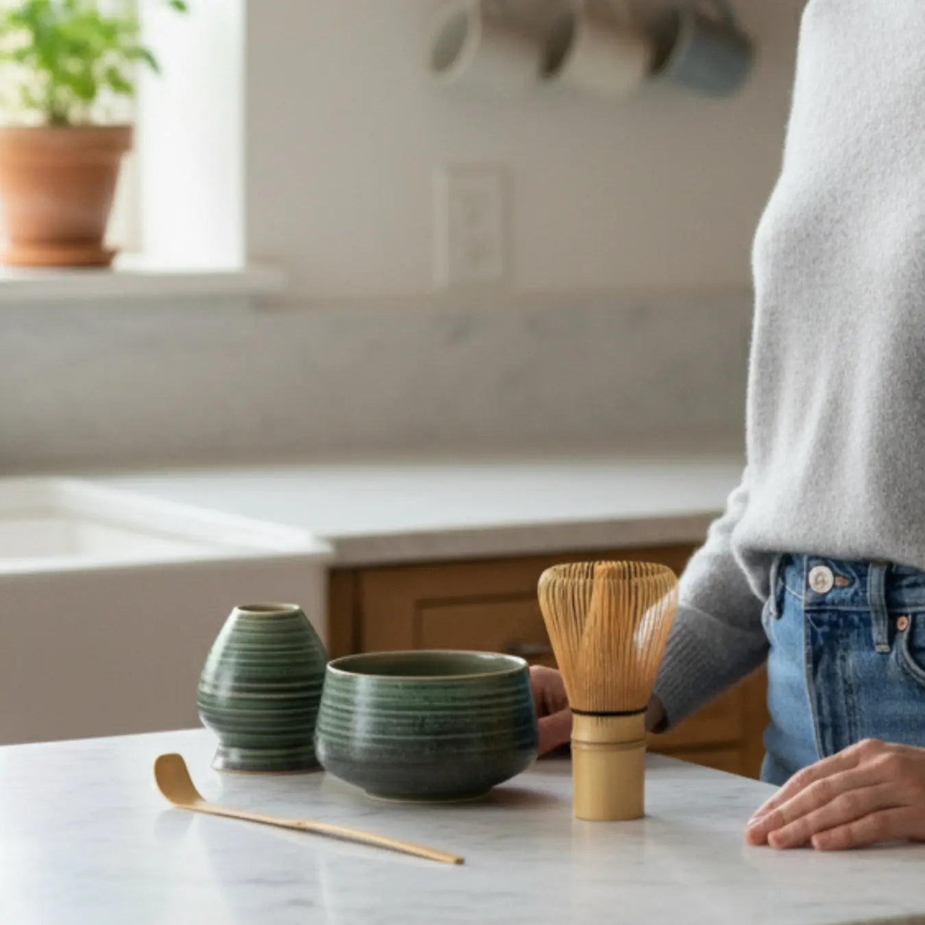 Atellya Adelaide Green Matcha Ceremony Kit – Bowl, Whisk, Scoop & Stand Set 280ml Atellya