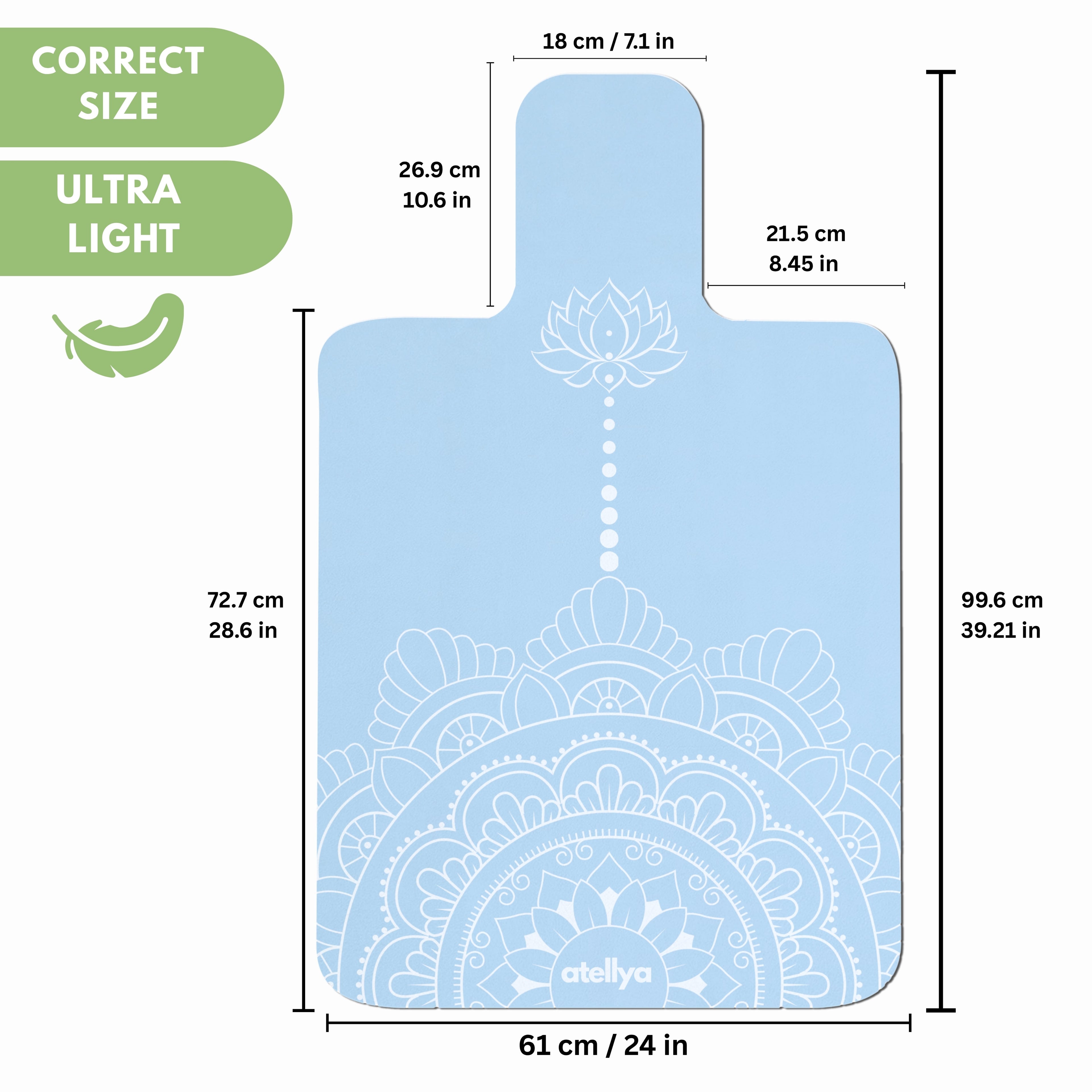 Atellya New York Blue Pilates Reformer Mat Set – Non-Slip Pilates Mat + Grip Socks with Carry Bag Atellya