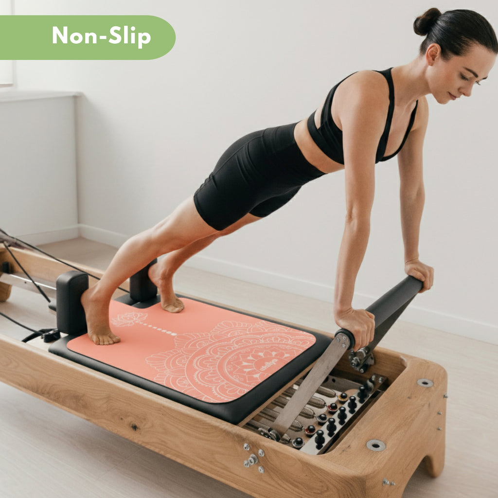 Atellya California Coral Pilates Reformer Mat Set – Non-Slip Pilates Mat + Grip Socks with Carry Bag Atellya