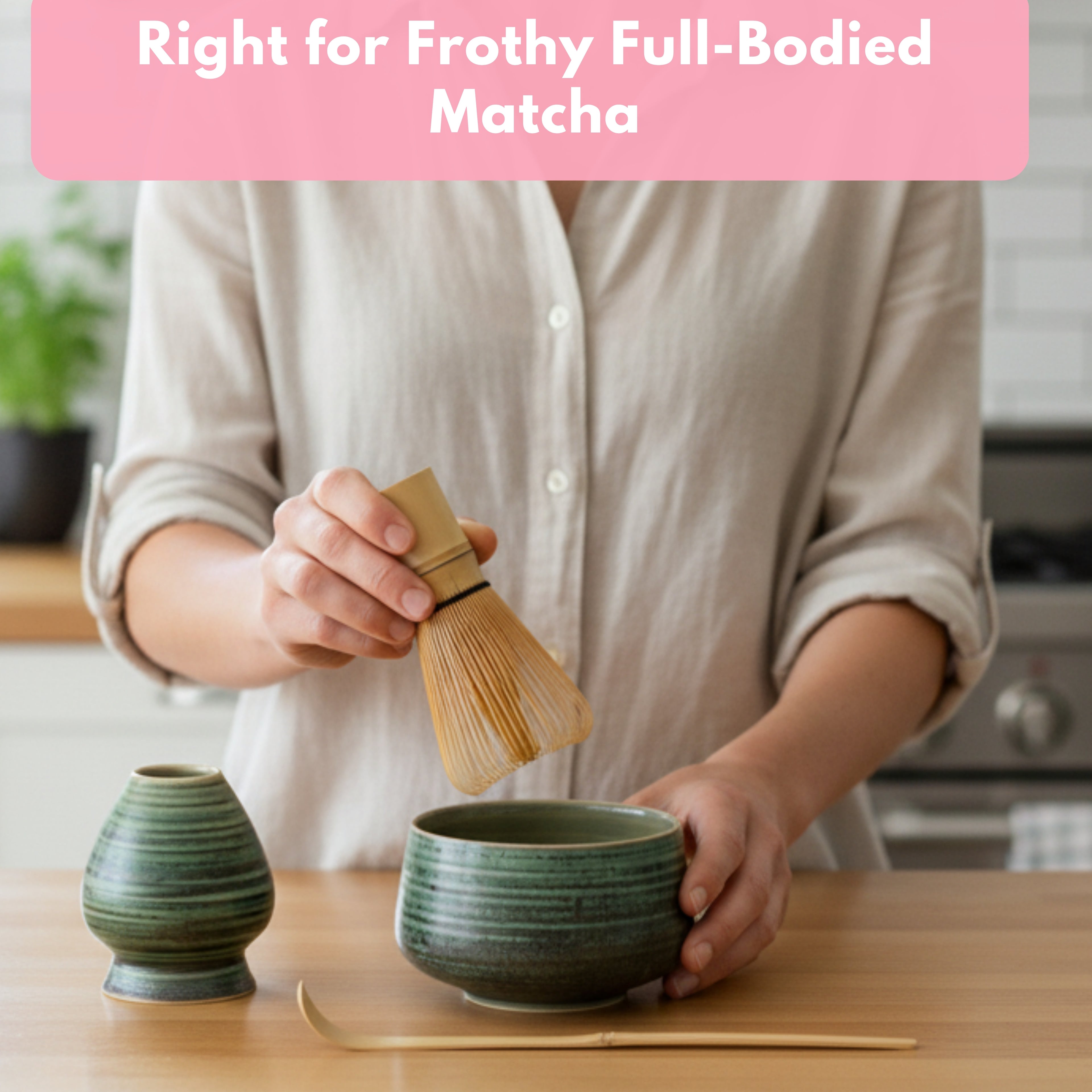 Atellya Matcha Whisk Set, Matcha Set, Scoop, Matcha Whisk Stand ,Matcha Bowl, Matcha Kit for Ceremony, Set for Matcha Latte  - Adelaide Green 280ml