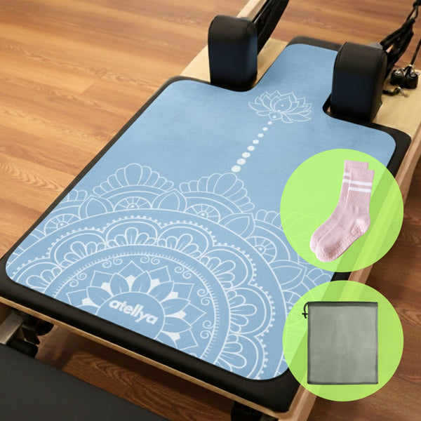 Atellya Sydney Pink Pilates Reformer Mat Set – Non-Slip Pilates Mat + Grip Socks with Carry Bag Atellya
