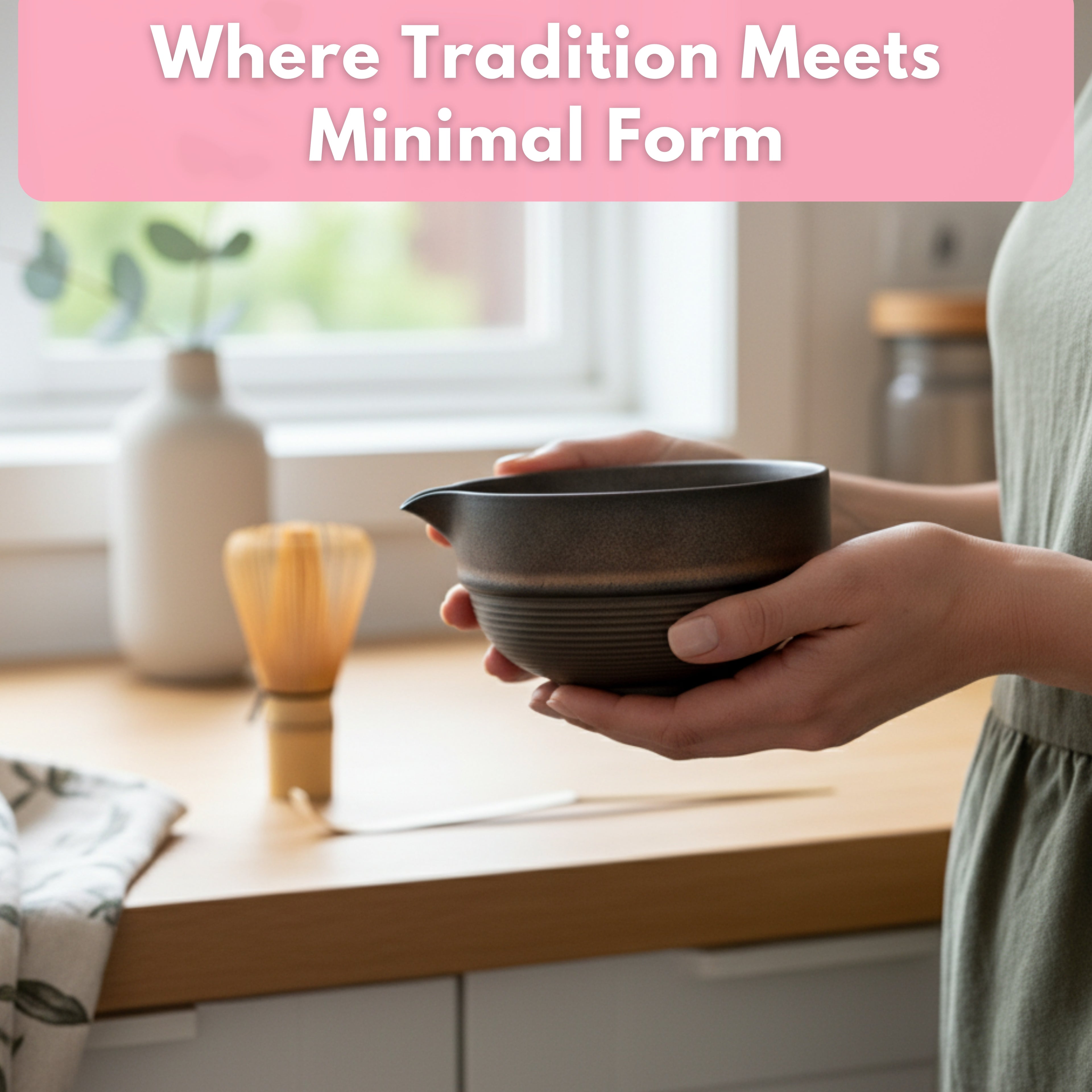 Atellya Matcha Whisk Set, Matcha Set, Scoop, Matcha Whisk Stand ,Matcha Bowl, Matcha Kit for Ceremony, Set for Matcha Latte  - Perth Copper Brown