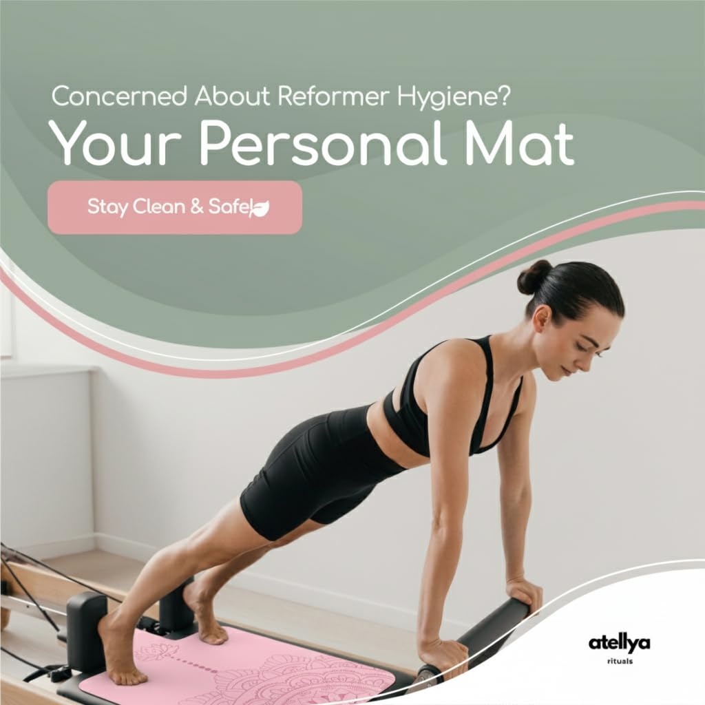 Atellya Pilates Reformer Mat,  Yoga Mat Set with Grip Socks & Mesh Bag – Lightweight Non Slip Design - Sydney Pink