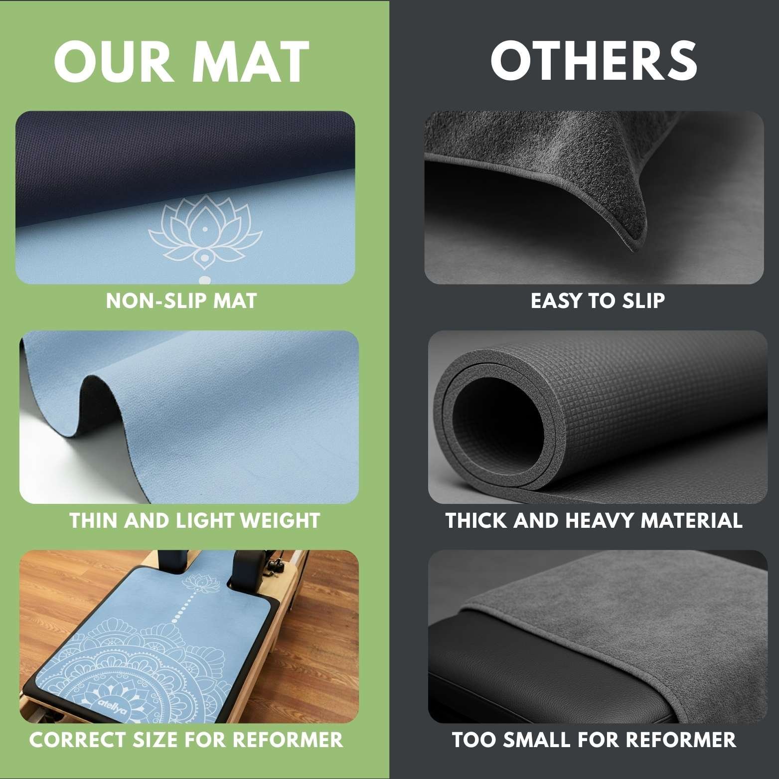 Atellya Pilates Reformer Mat Set – Blue | Non-Slip, Ultra-Light & Hygienic Cover - Image 5